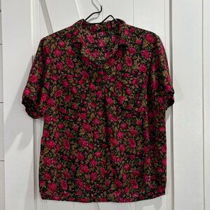 Handmade Vintage Button-Up Rose Blouse